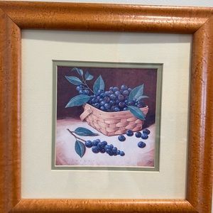 Longaberger framed print with blueberries in basket